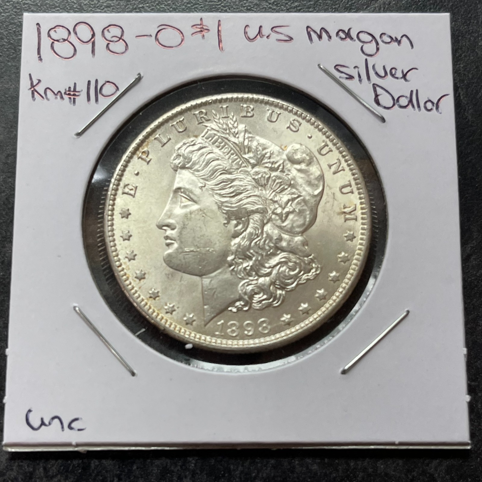 1898 O $1 UNITED STATES GENUINE MORGAN 90% SILVER DOLLAR KM#110 UNCIRCULATED 1898 O $1 UNITED STATES GENUINE MORGAN 90% SILVER DOLLAR KM#110 UNCIRCULATED