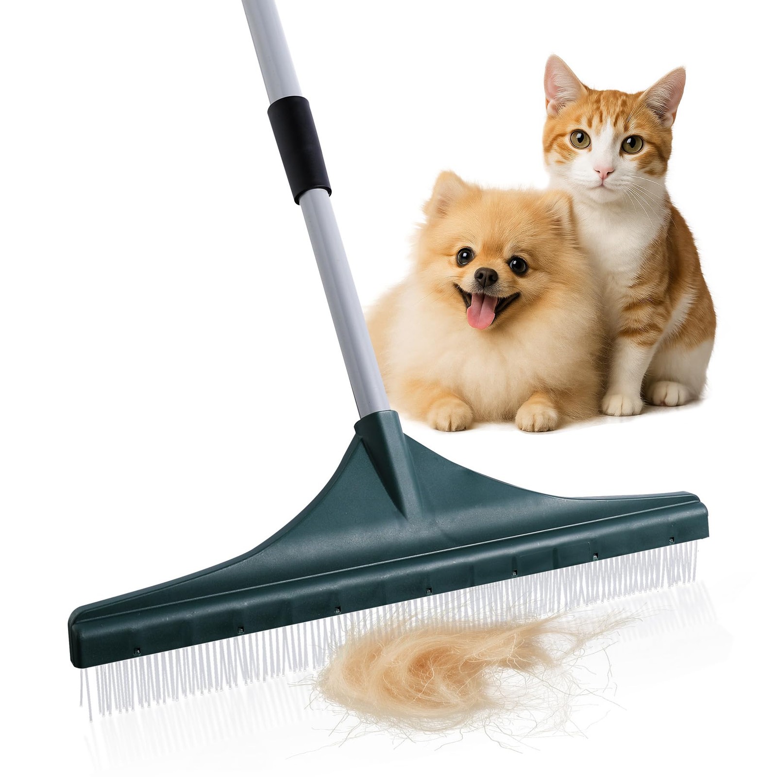 Carpet Rake for Pet Hair Removal Reusable Pet Hair Remover Telescopic Carpet