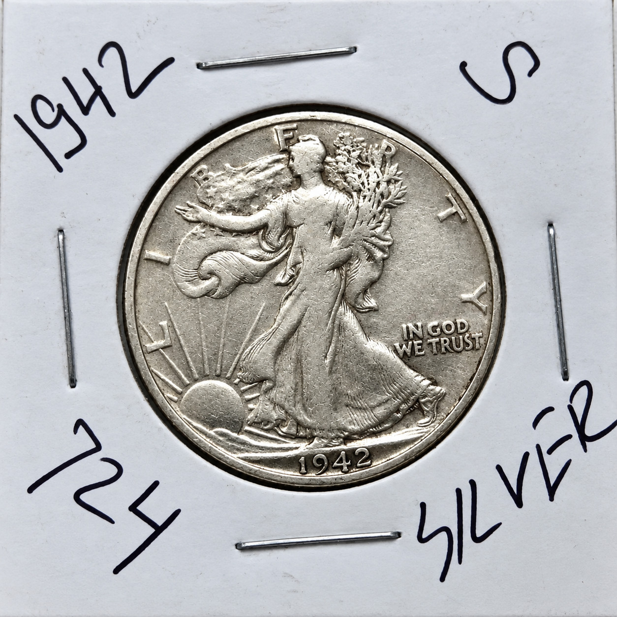 1942 S Walking Liberty Half Dollar, Strong Feather Details HI GRADE ⭐724⭐V4⭐
