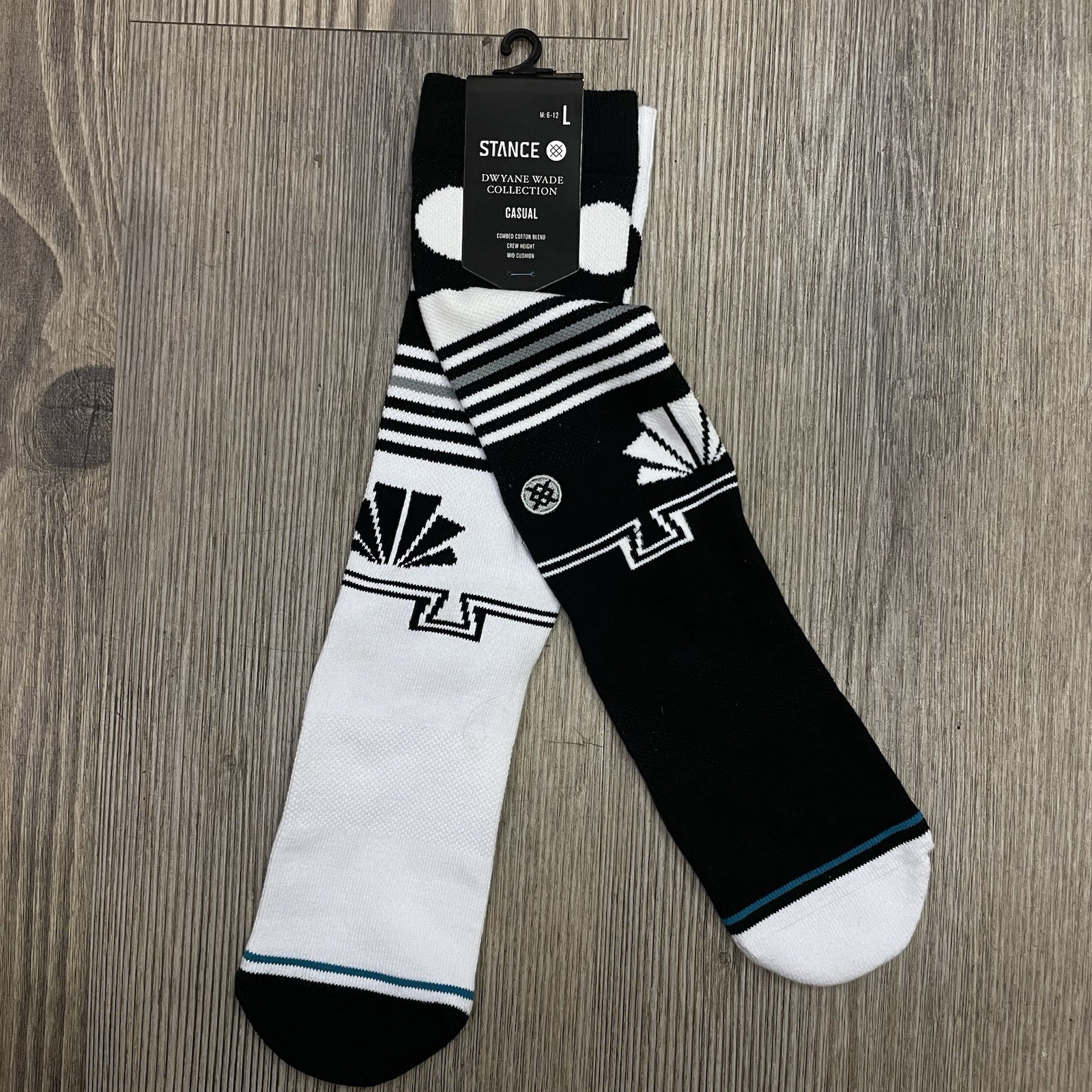 Stance Dwayne Wade Black And White Casual Crew Socks Mens Sz Large 6-12
