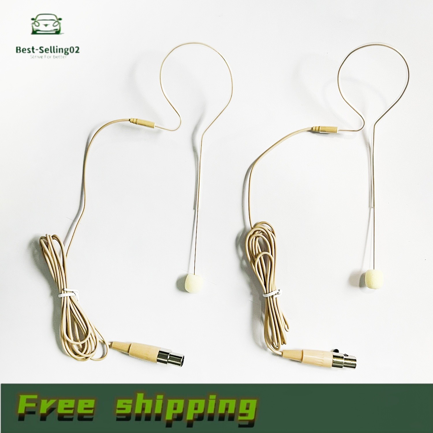 2x Beige Single Earhook Headset mini XLR Microphone for Shure Wireless-TA4F 4pin 2x Beige Single Earhook Headset mini XLR Microphone for Shure Wireless-TA4F 4pin