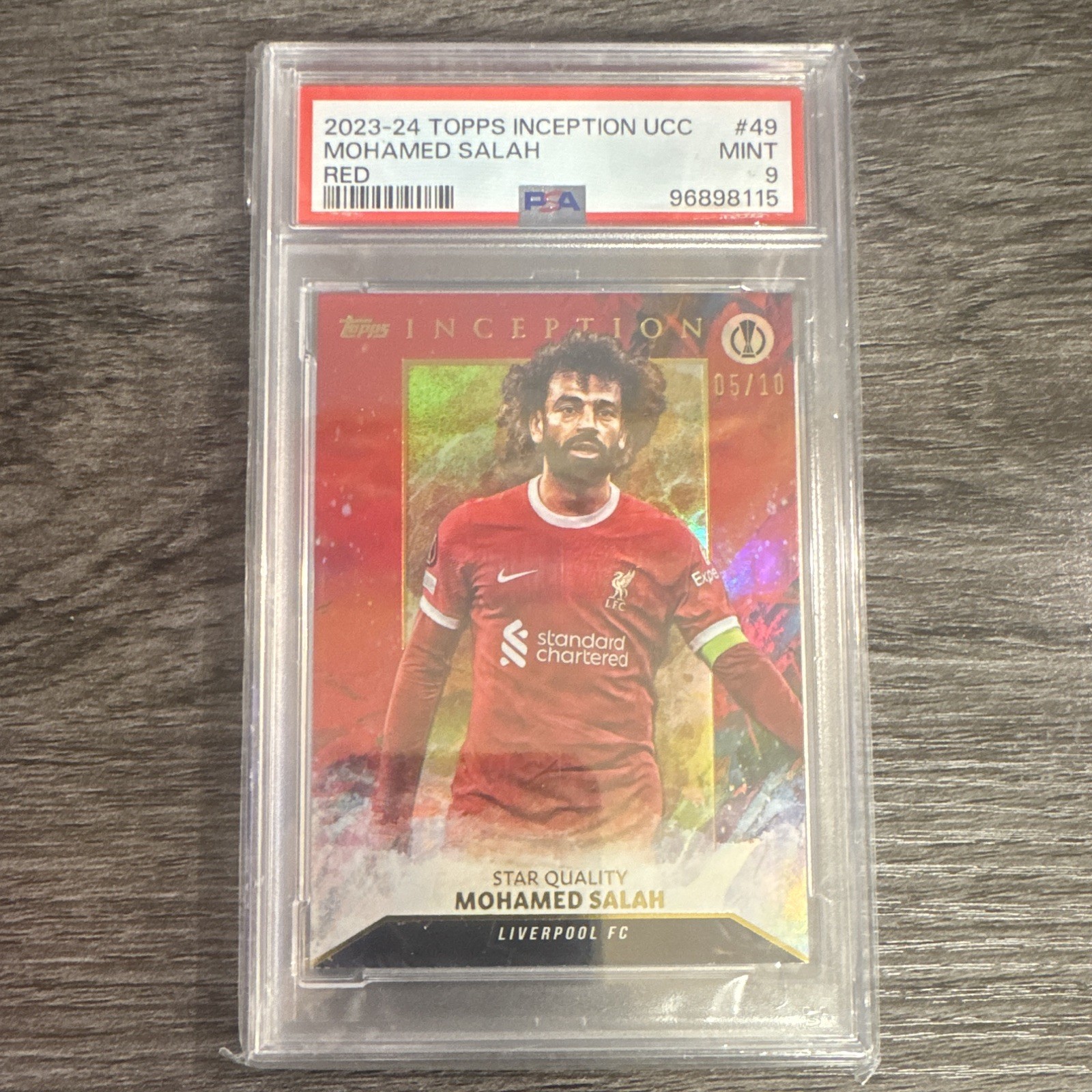 Topps 2023-24 Inception UCC Mohamed Salah Liverpool Red /10 PSA 9 POP 1
