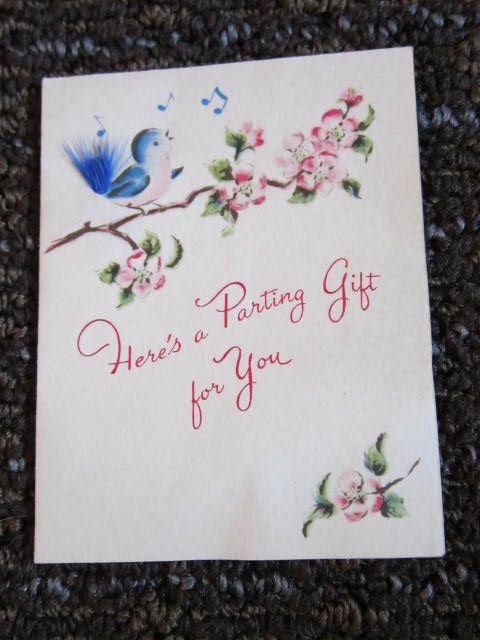 Vintage Norcross Card Small Parting Gift Bluebird Pink Dogwood USED