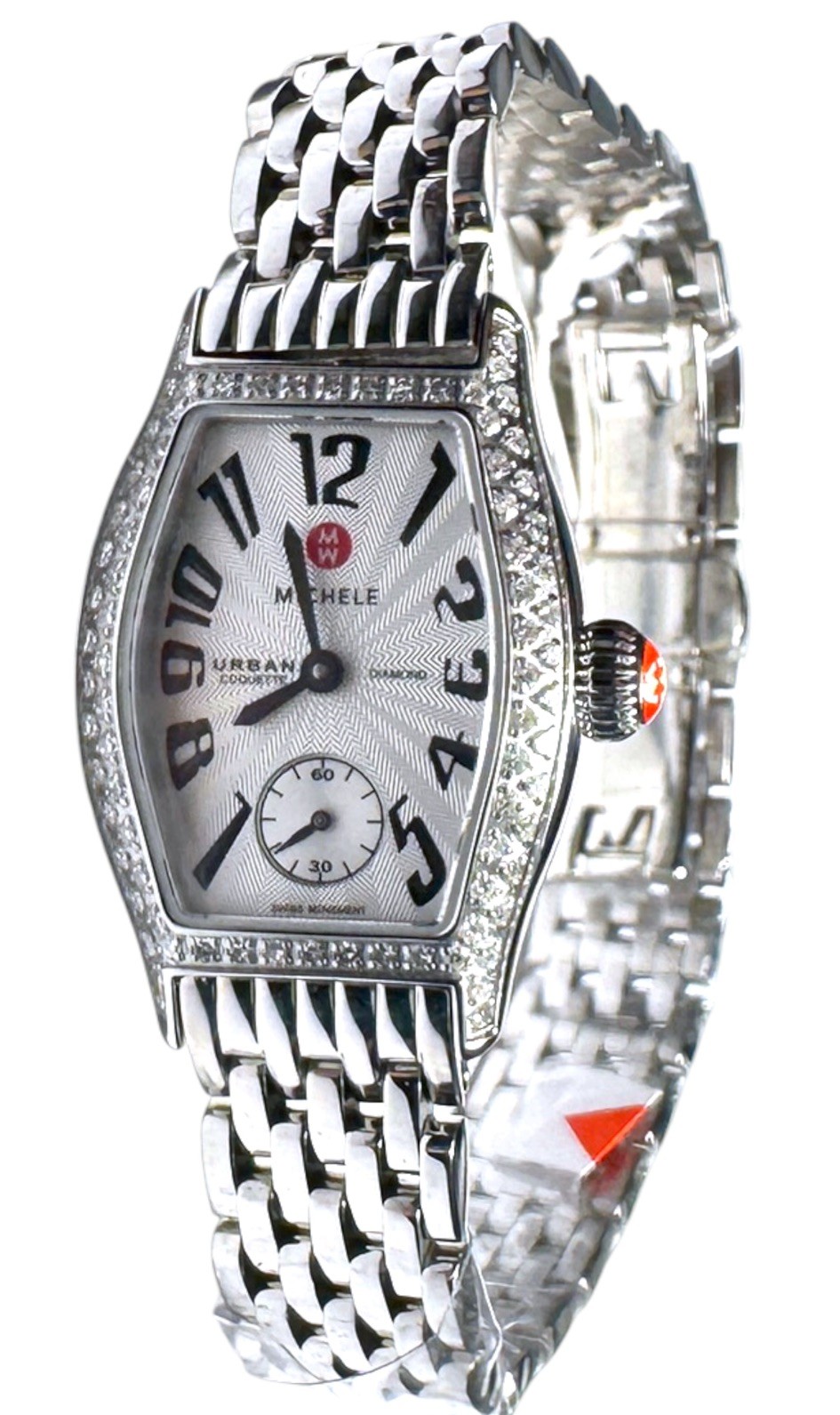 Michele Urban Coquette Pave Diamond Silver Ladies Watch 0.50CT TW 80 Diamonds