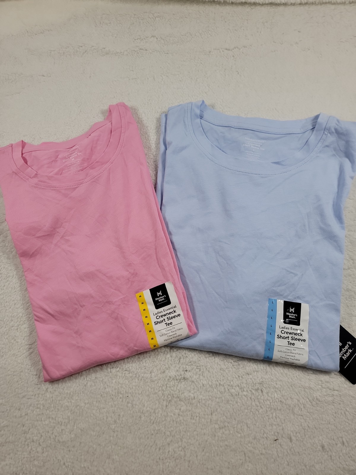 NWT Women's Crewneck Short Sleeve Pink or Blue T Shirt Cotton Blend