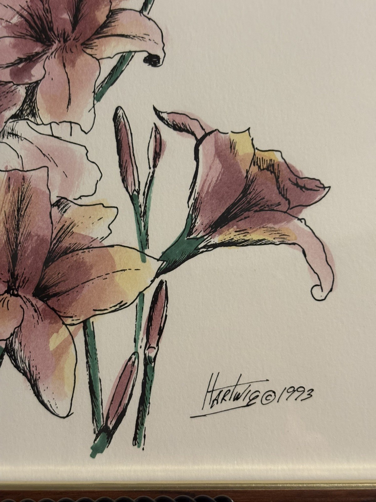 Heinie Hartwig signed watercolor 1993