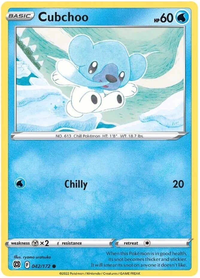 Cubchoo - 042/172 - Common (Lp) Brilliant Stars - Water Pokémon