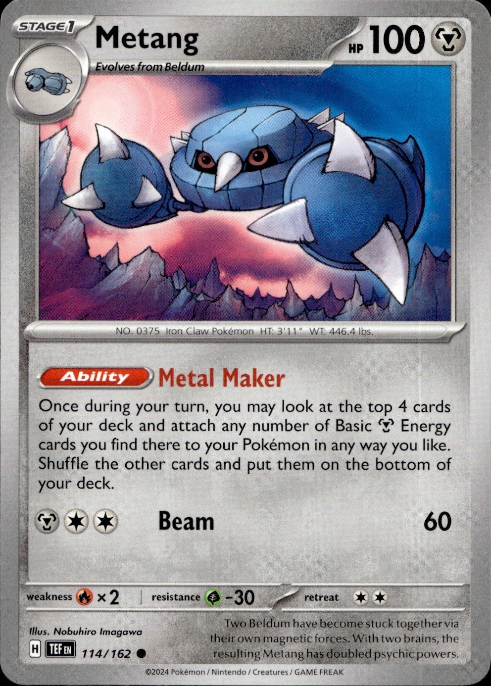 Metang 114/162 Temporal Forces Common NEAR MINT Pokemon Metang 114/162 Temporal Forces Common NEAR MINT Pokemon