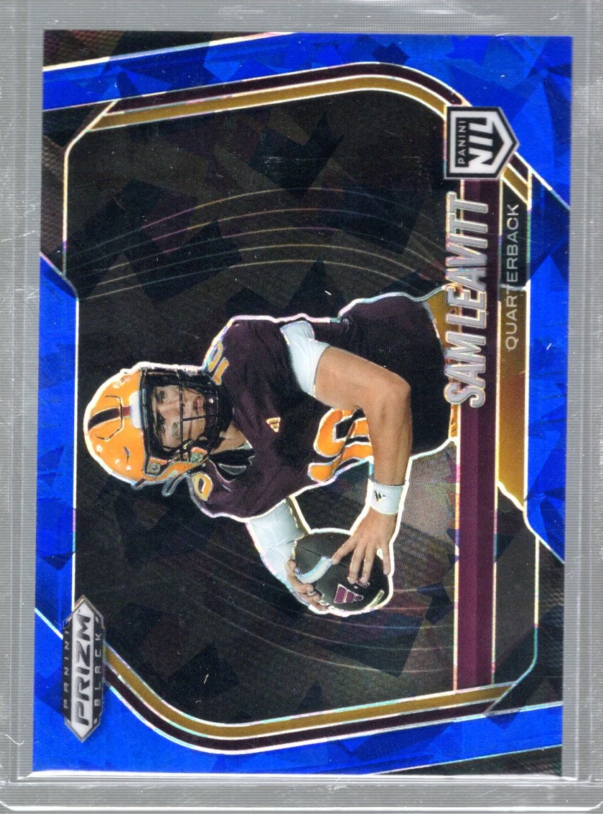 2025 Panini Prizm Black #182 Sam Leavitt Prizms Blue Ice #/125