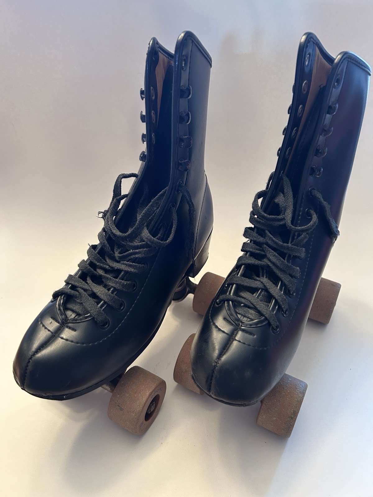 Vintage Chicago Blk Leather Rhythm Roller Skates Size 5 No Toe Stop-Arrow Wheels