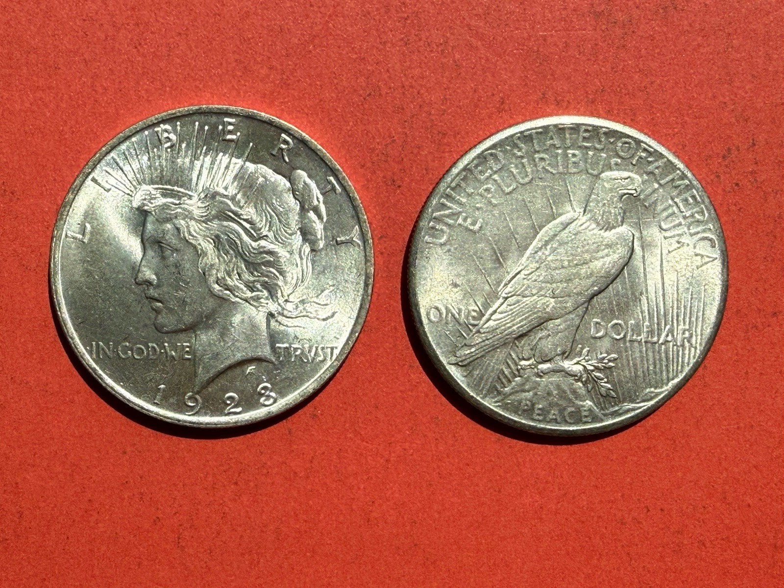 * NICE PAIR * 1923 Peace Dollars ~ Ungraded AU / BU