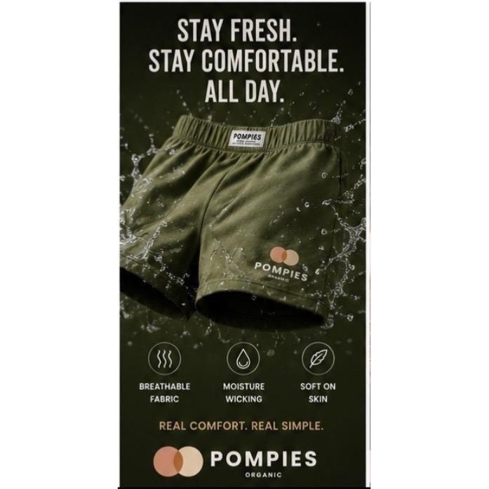 1 Men’s Organic Cotton Boxer Shorts by POMPIES – GOTS Certified, Soft Breathable