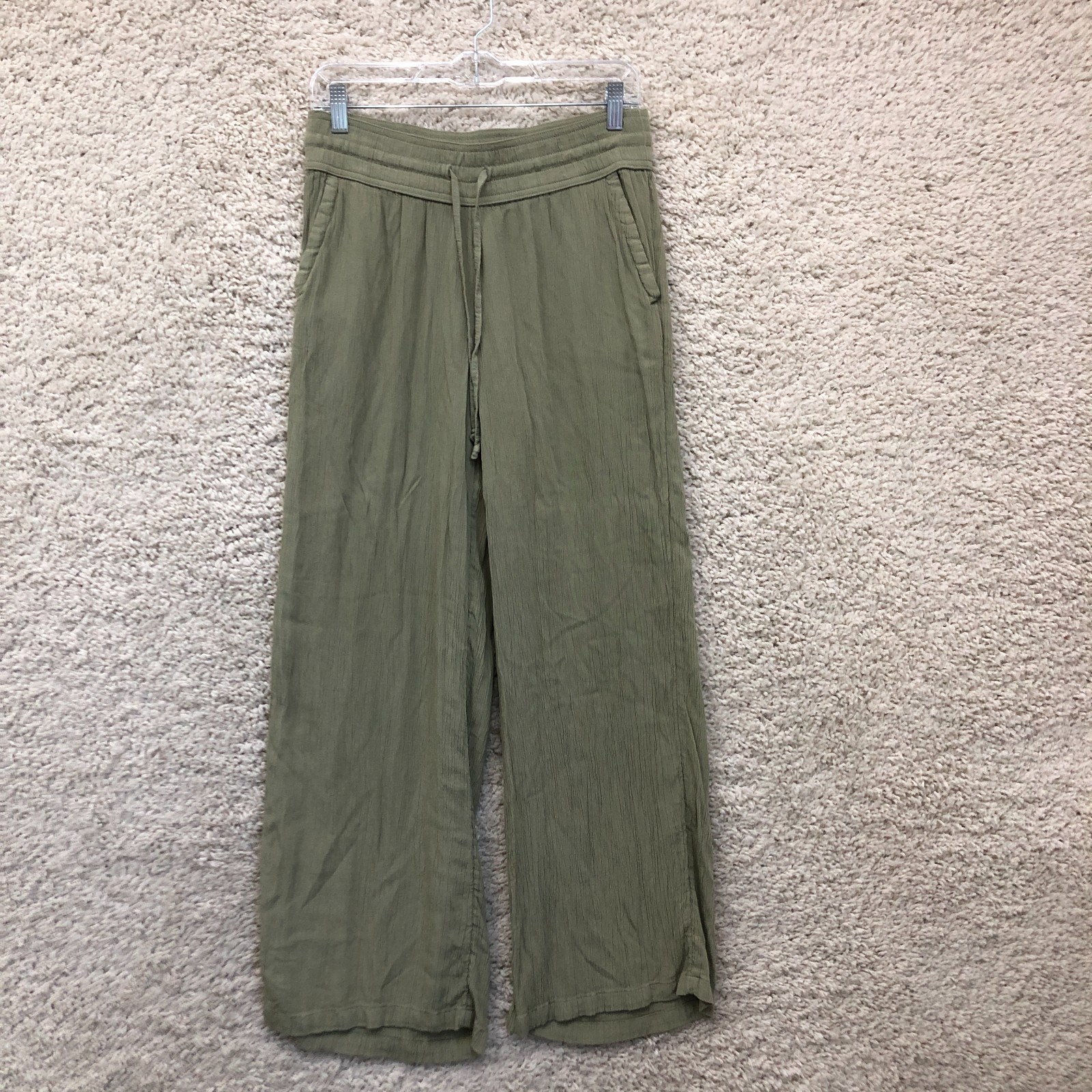 Prana Pants Small Adult Green Wide Leg Pull On Pockets Casual Relaxed Fit Womens