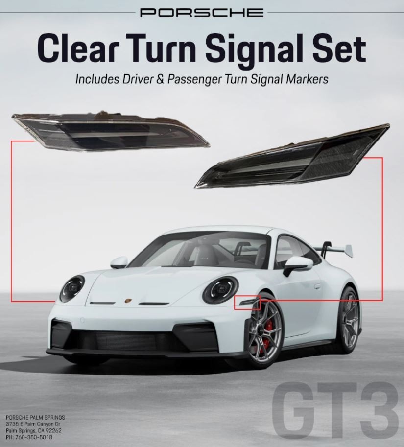 2025+ Genuine Porsche GT3 Turn Signal Repeater Set (Clear)