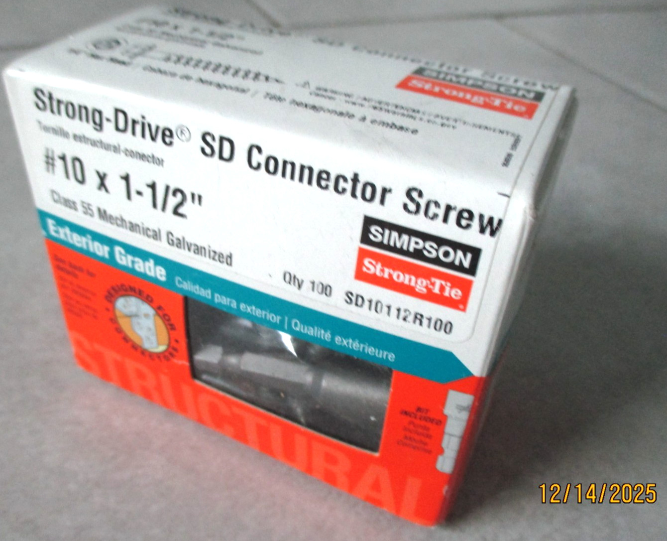 (100x) Strong-Drive SD CONNECTOR Screw #10 x 1-1/2\ (100x) Strong-Drive SD CONNECTOR Screw #10 x 1-1/2\
