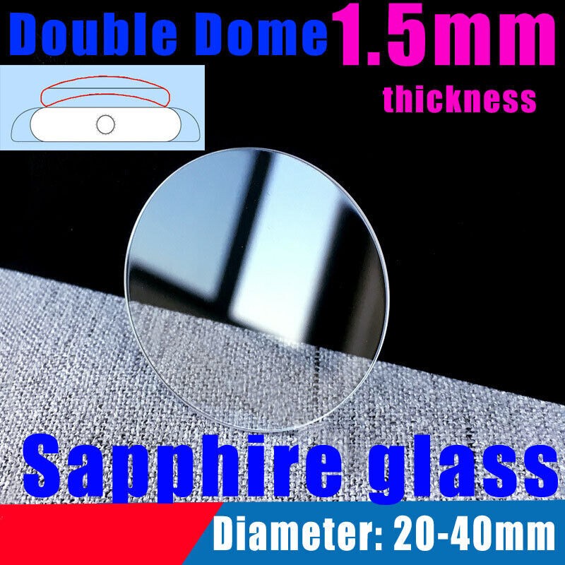 20-40mm 1.5mm Double Dome Sapphire Round Watch Mineral Lens Watch Crystal Glass