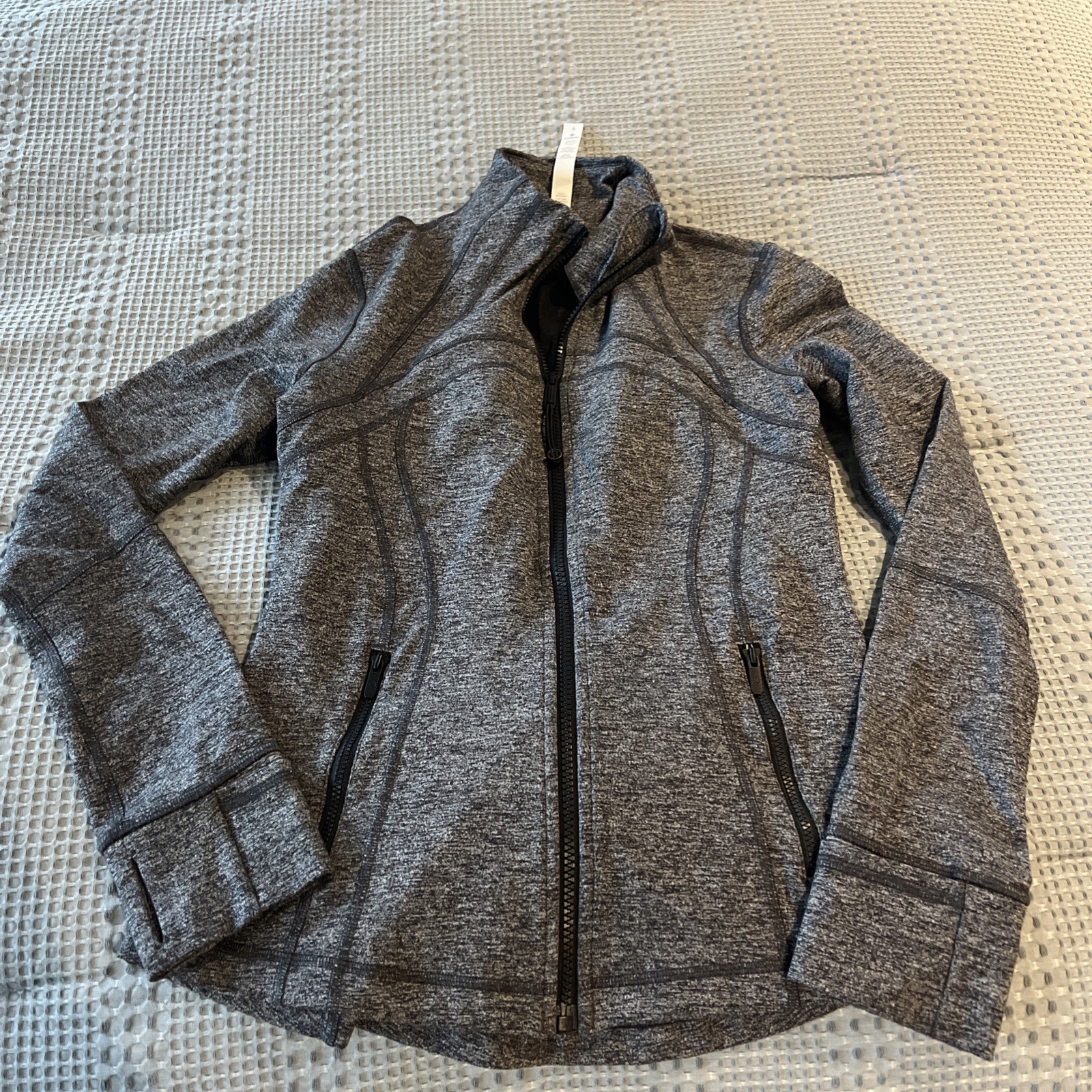 Lululemon Define Heathered Gray/Black Full Zip Track Jacket Pockets Slim 8 Lululemon Define Heathered Gray/Black Full Zip Track Jacket Pockets Slim 8