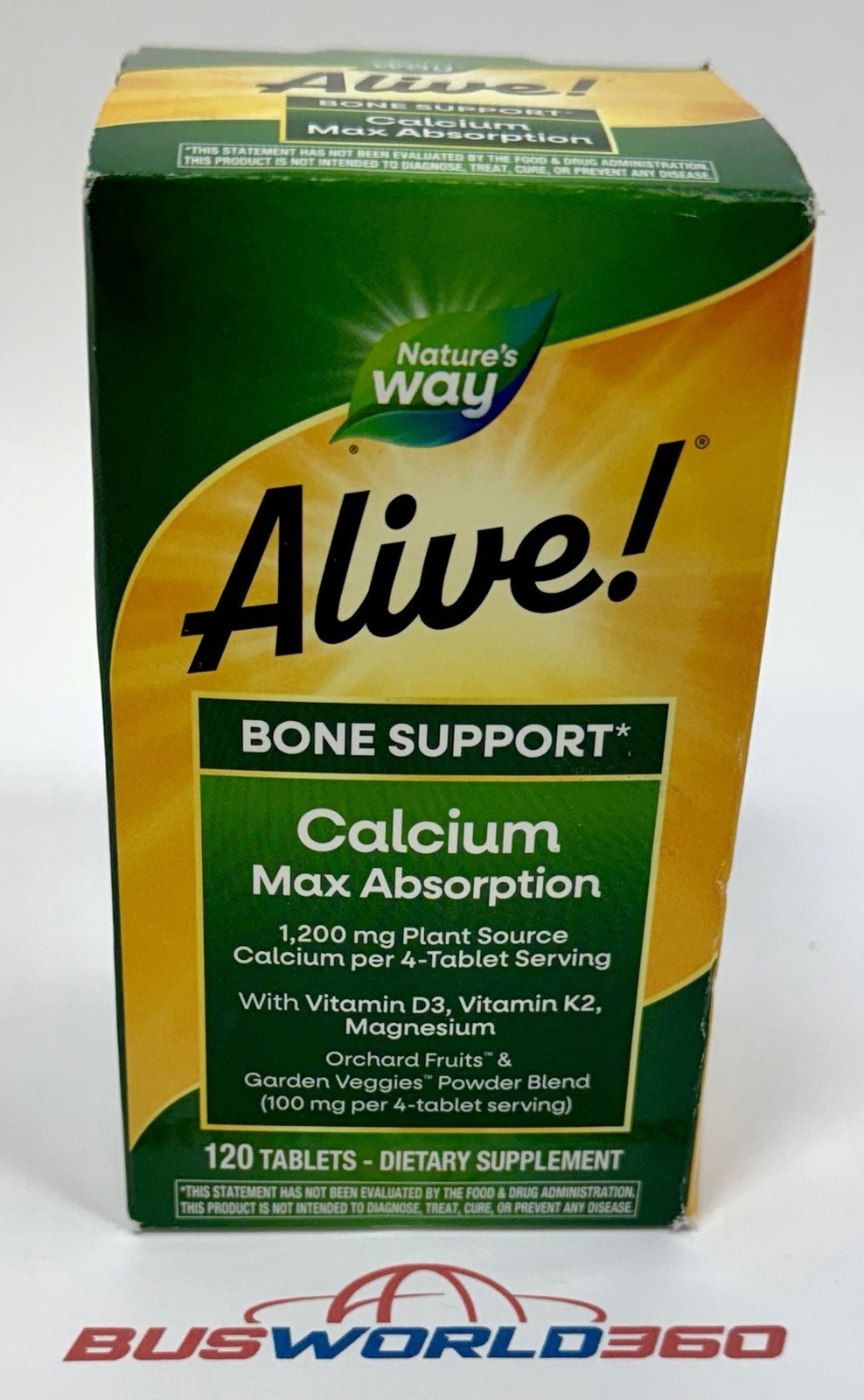 NATURES WAY ALIVE Bone Support Calcium 1200mg Max - 120ct - BRAND NEW Exp 5/2027 NATURES WAY ALIVE Bone Support Calcium 1200mg Max - 120ct - BRAND NEW Exp 5/2027