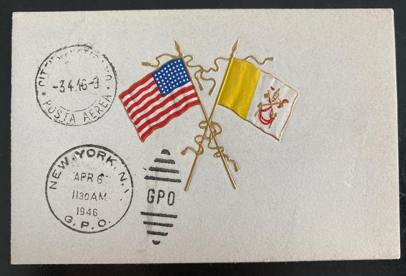 1946 New York USA First Flight Airmail Cover FFC To Vatican City FAM 27 1946 New York USA First Flight Airmail Cover FFC To Vatican City FAM 27