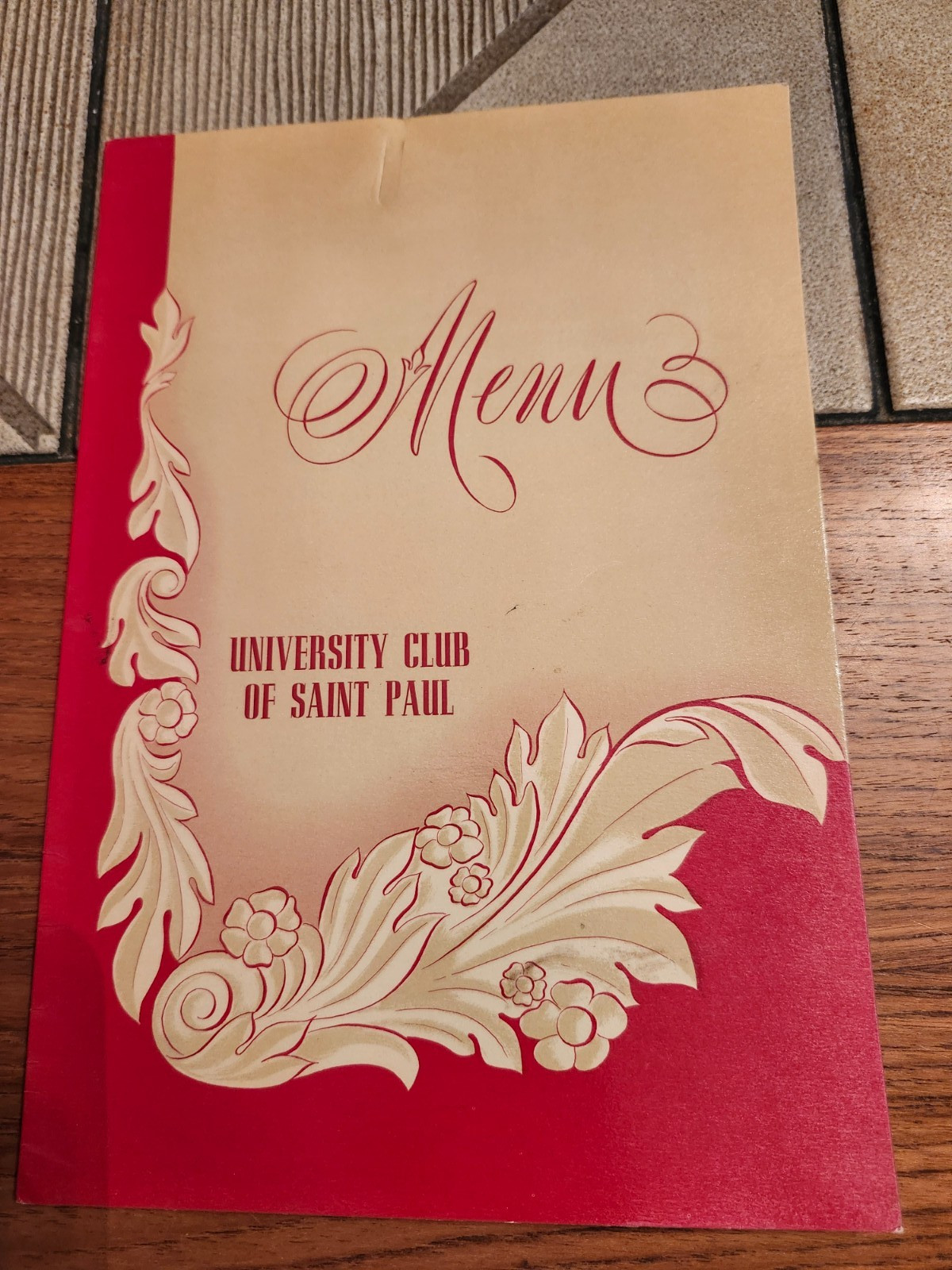 Vintage University Club of Saint Paul Menu, St. Paul, Minnesota