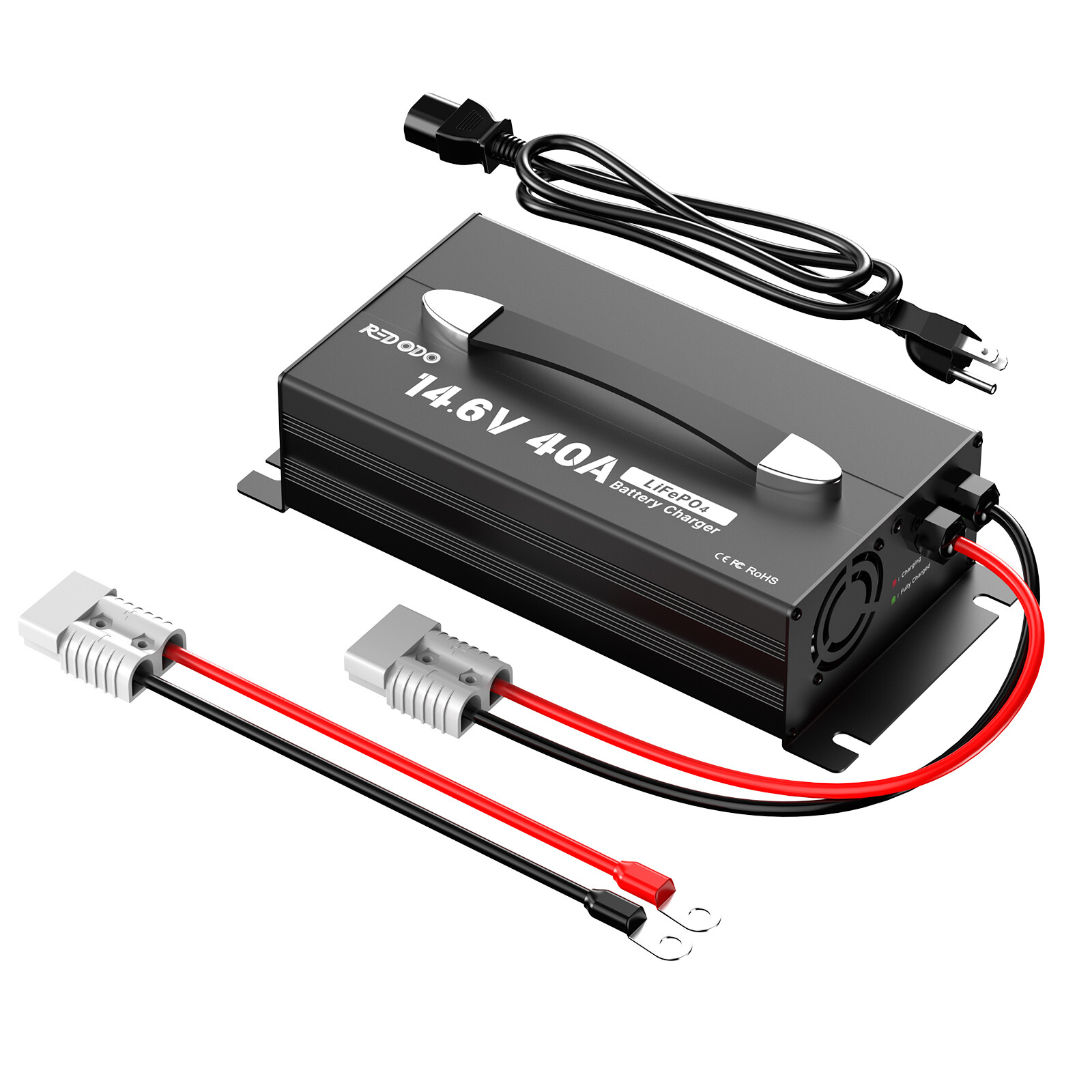Redodo 14.6V 40A LiFePO4 Lithium Battery Charger Faster & Safer Upgrade Handle