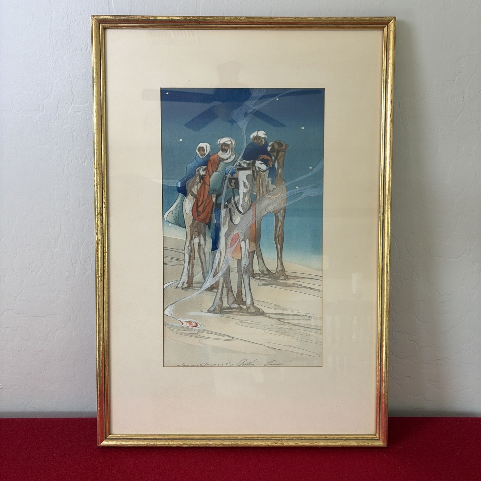 Bertha Lum Three Wise Men Original Color Woodcut Signed Dated Japanese Inspired