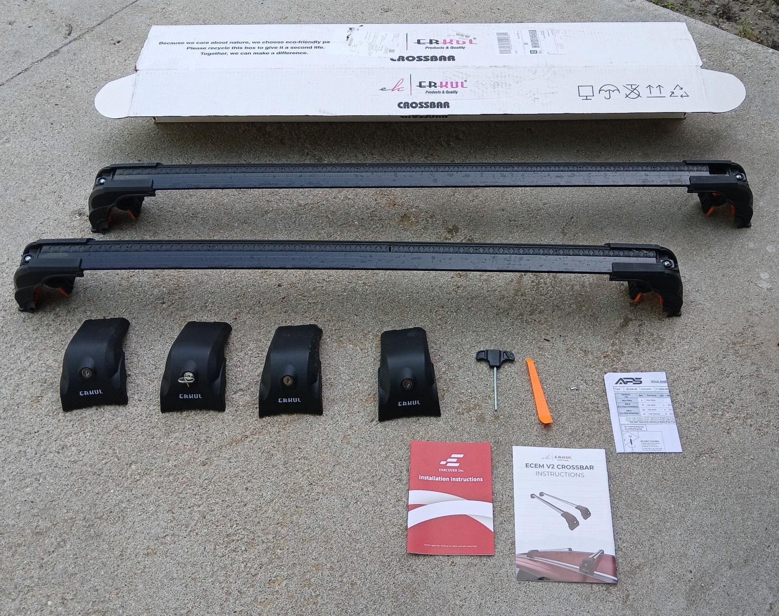 Erkul Roof Rack Crossbars, Clamp Style, Like New Erkul Roof Rack Crossbars, Clamp Style, Like New