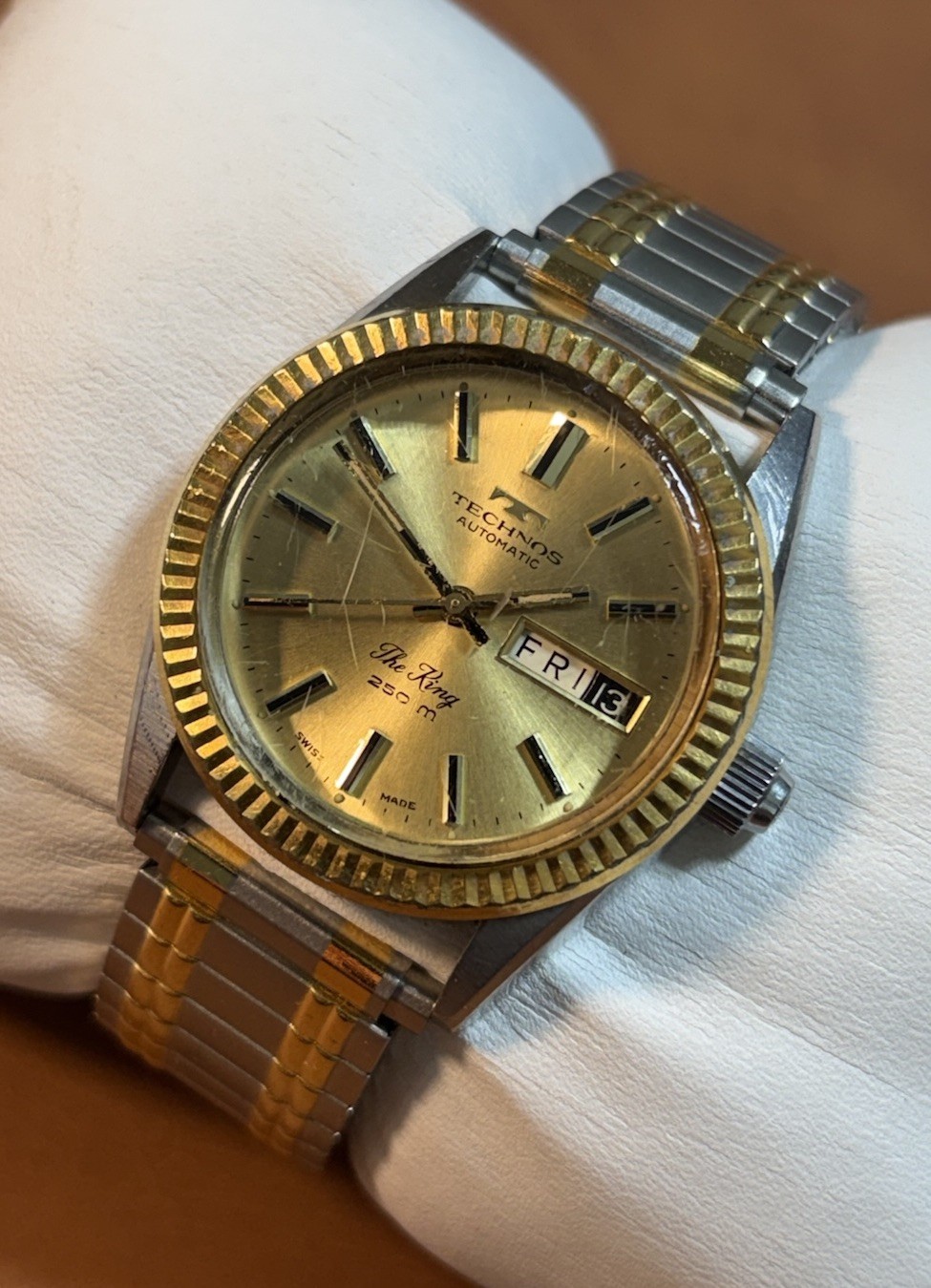 Vintage Swiss Technos Automatic The King Watch 250M,Runs,May Need Service,*Read*