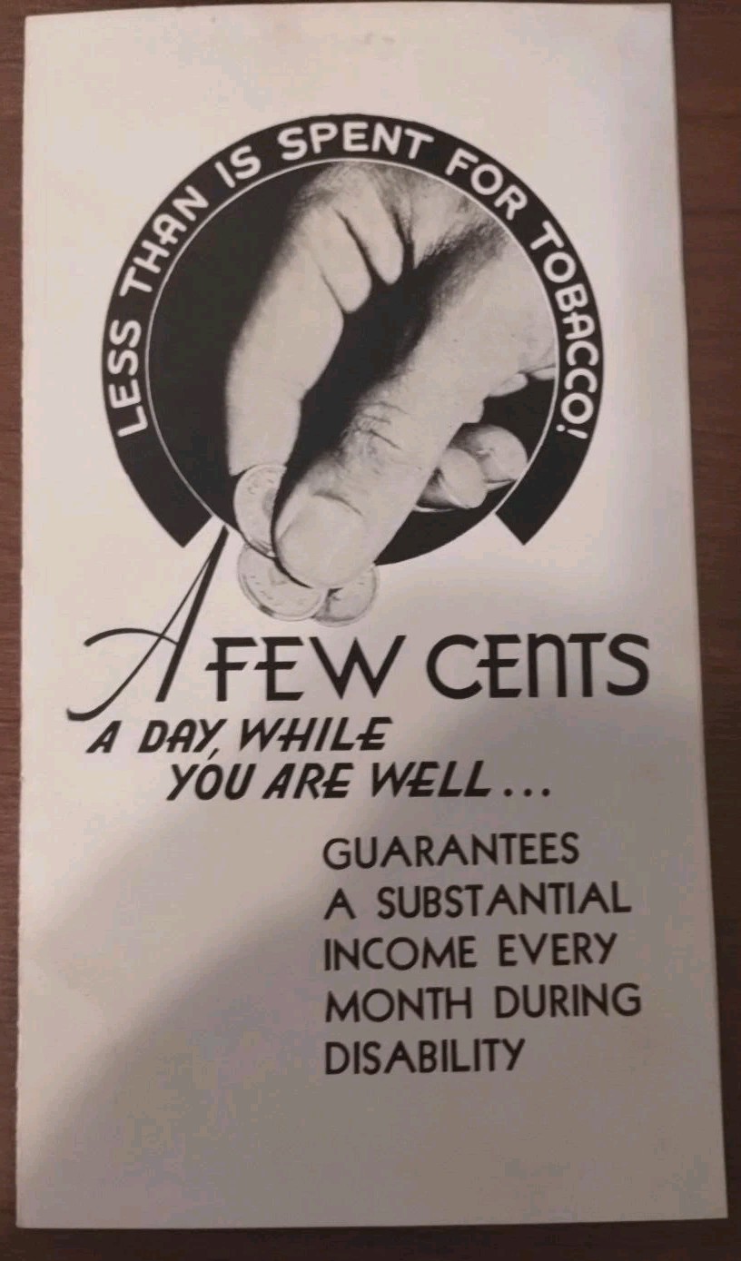 Vintage 1930s Mutual Benefit Omaha Insurance Tobacco Advertising Pamphlet...