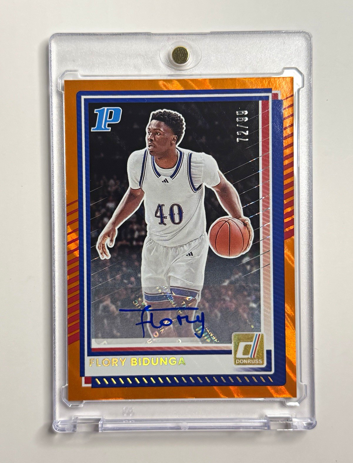 2025-26 Donruss Flory Bidunga Auto /99 Numbered Orange Prizm Kansas Panini