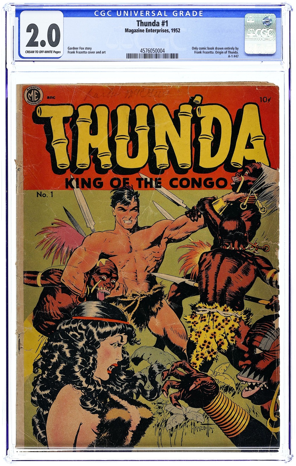 Thunda #1 CGC 2.0 1952 4576050004 Origin Thun'da