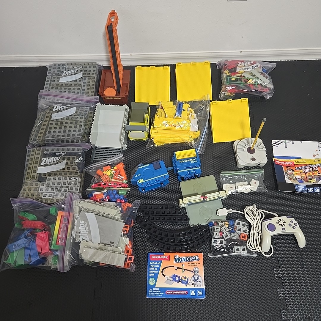 Huge Lot ROKENBOK System, Monorail, Loader, Contoller, People, Keys Untested 