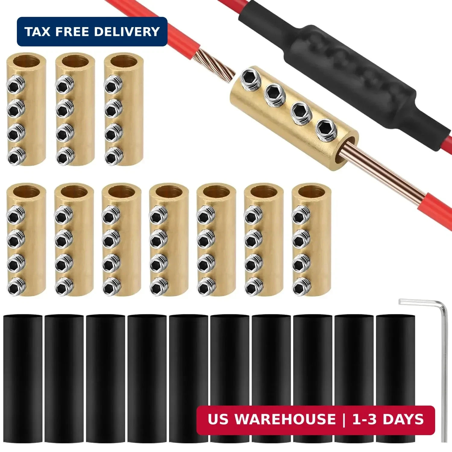10Pcs 6-10AWG 6 8 10 Gauge Wire Connector Nut Kit, 80Amps Splicing Screw Quick W