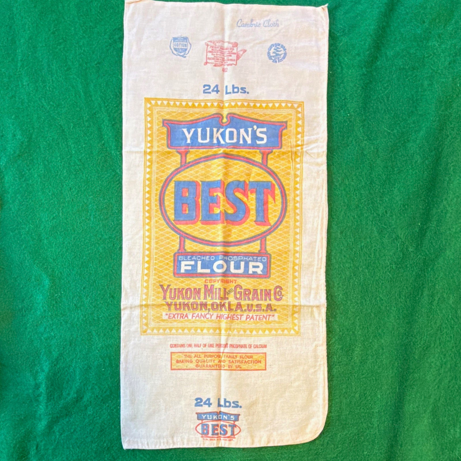 Yukon's Best Vintage Flour Sack 24 Lbs Cotton Cloth Advertising Print Yukon OK