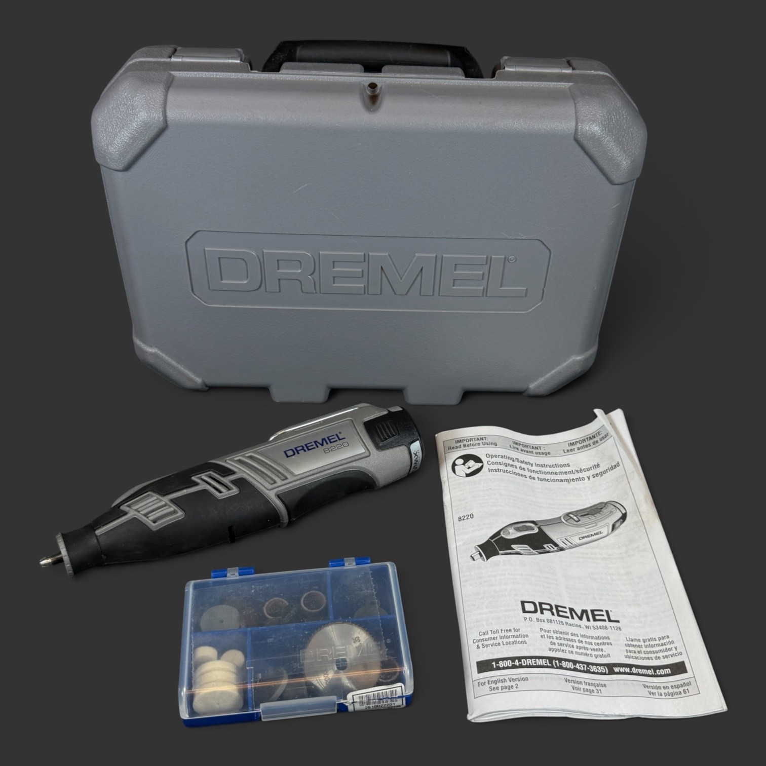 Dremel 8220 Cordless Rotary Tool Kit w/ Case and Accessories