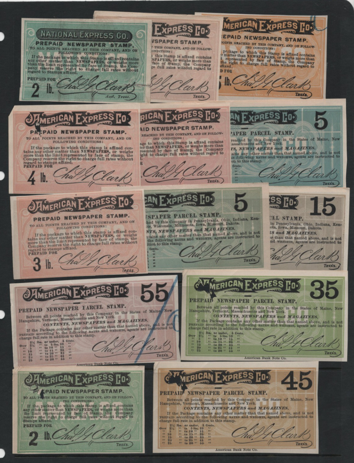US 1870s-1880s LARGE SPECIALIZED COLLECTION OF AMERICAN EXPRESS