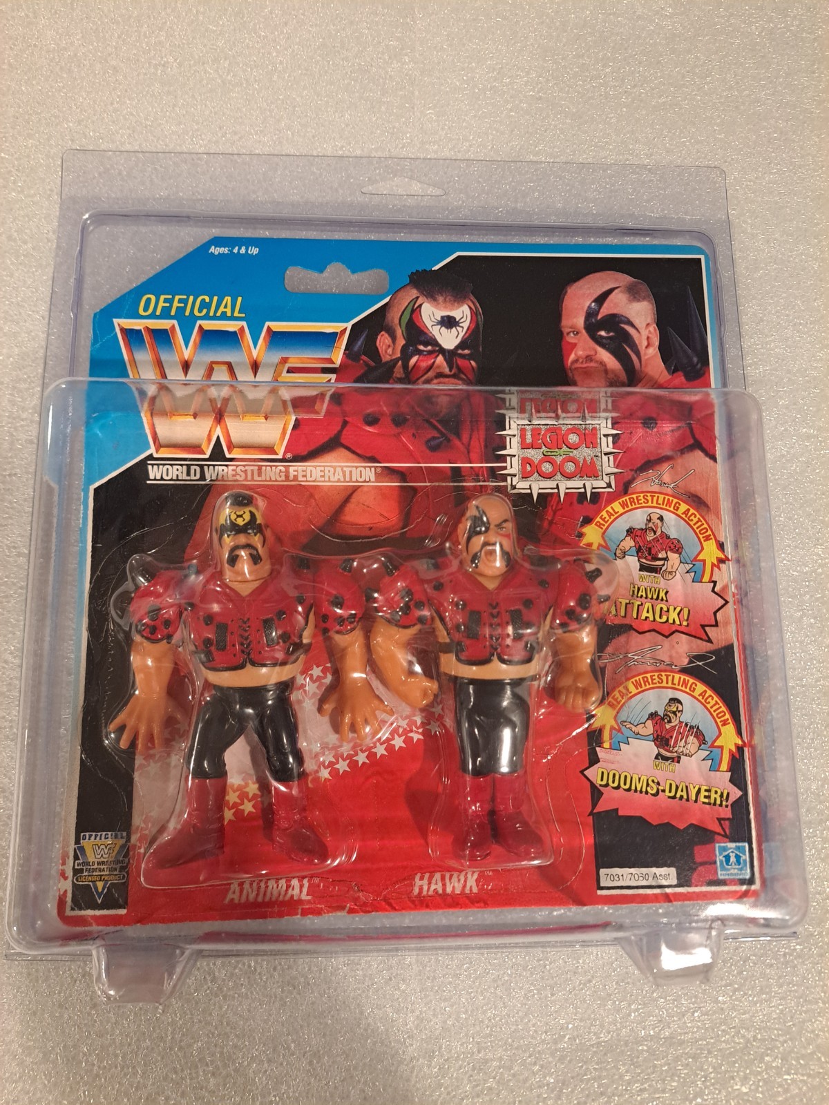 WWF LJN Hasbro Wrestling Tag Team Legion of Doom Hawk & Animal Figures With Case