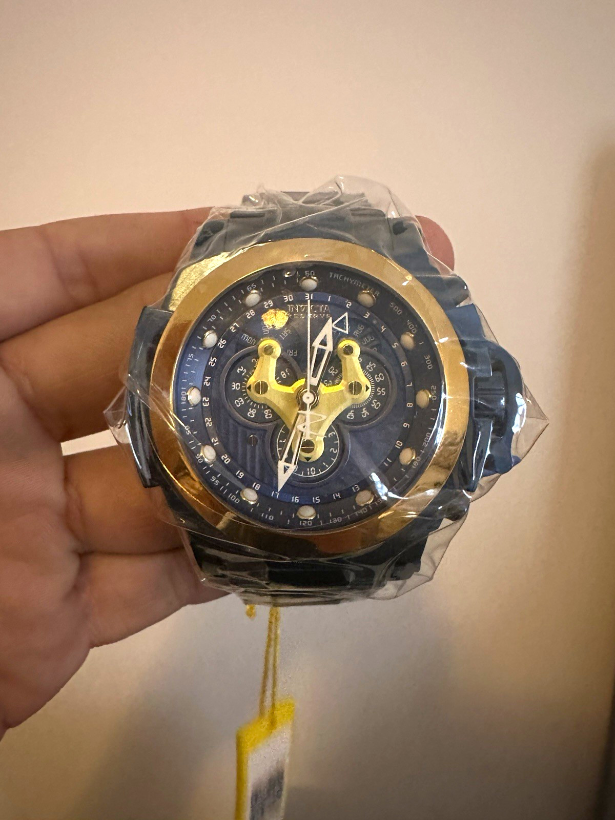Invicta Reserve Men’s Quartz Chronograph 200m Black Dial Gold Bezel Watch
