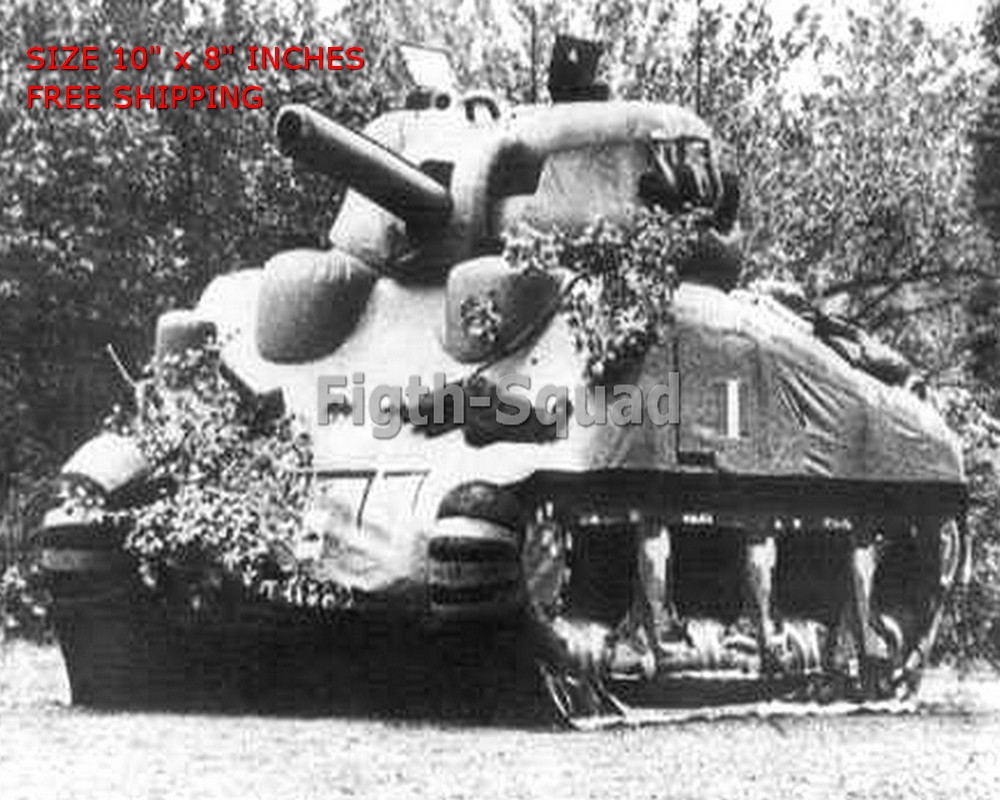 WW2 8x10 Photo M4 Sherman Inflatable dummy tank O5147