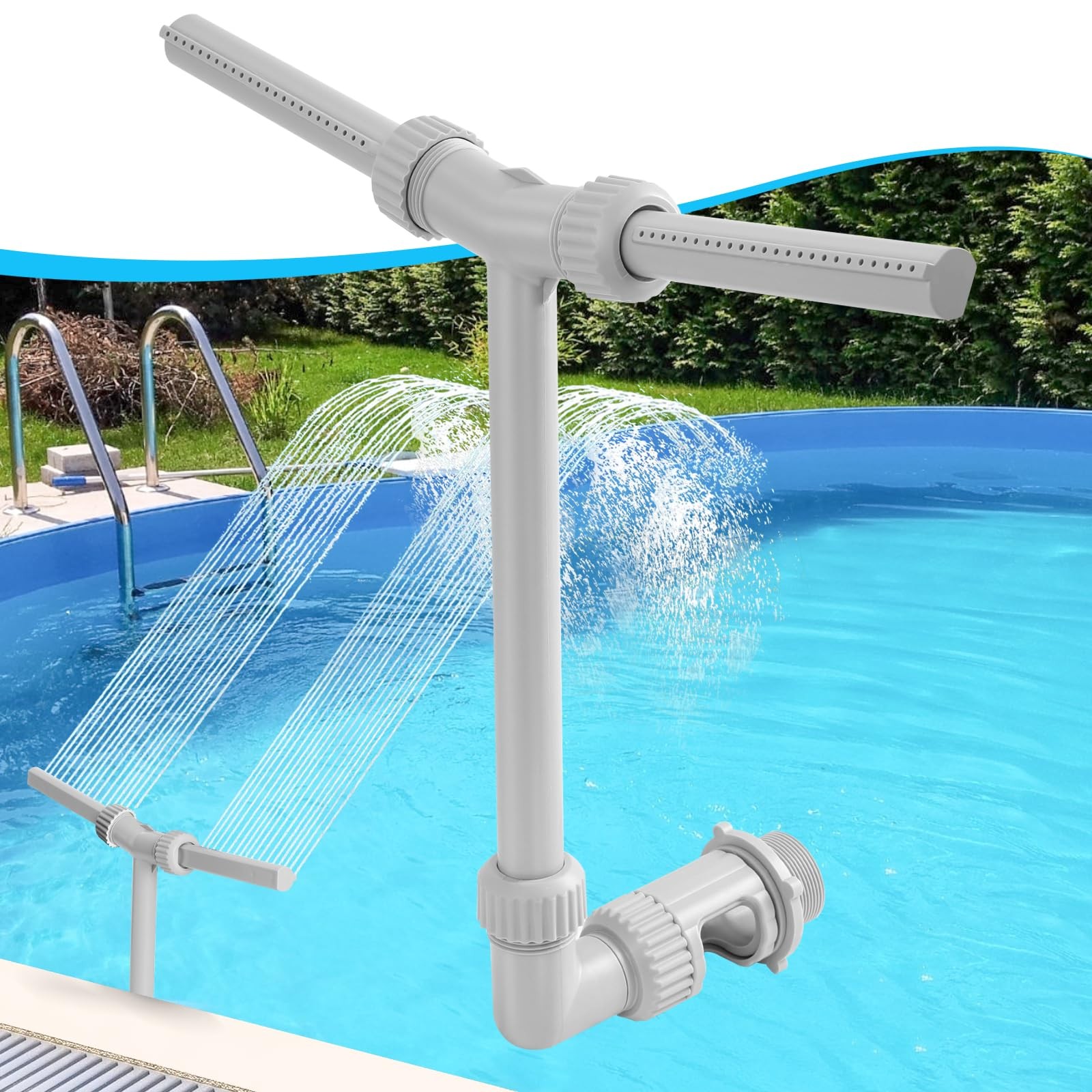 Fuente De Piscina Cascada Para Alberca Rociadores Accesorios Doble Pulverización