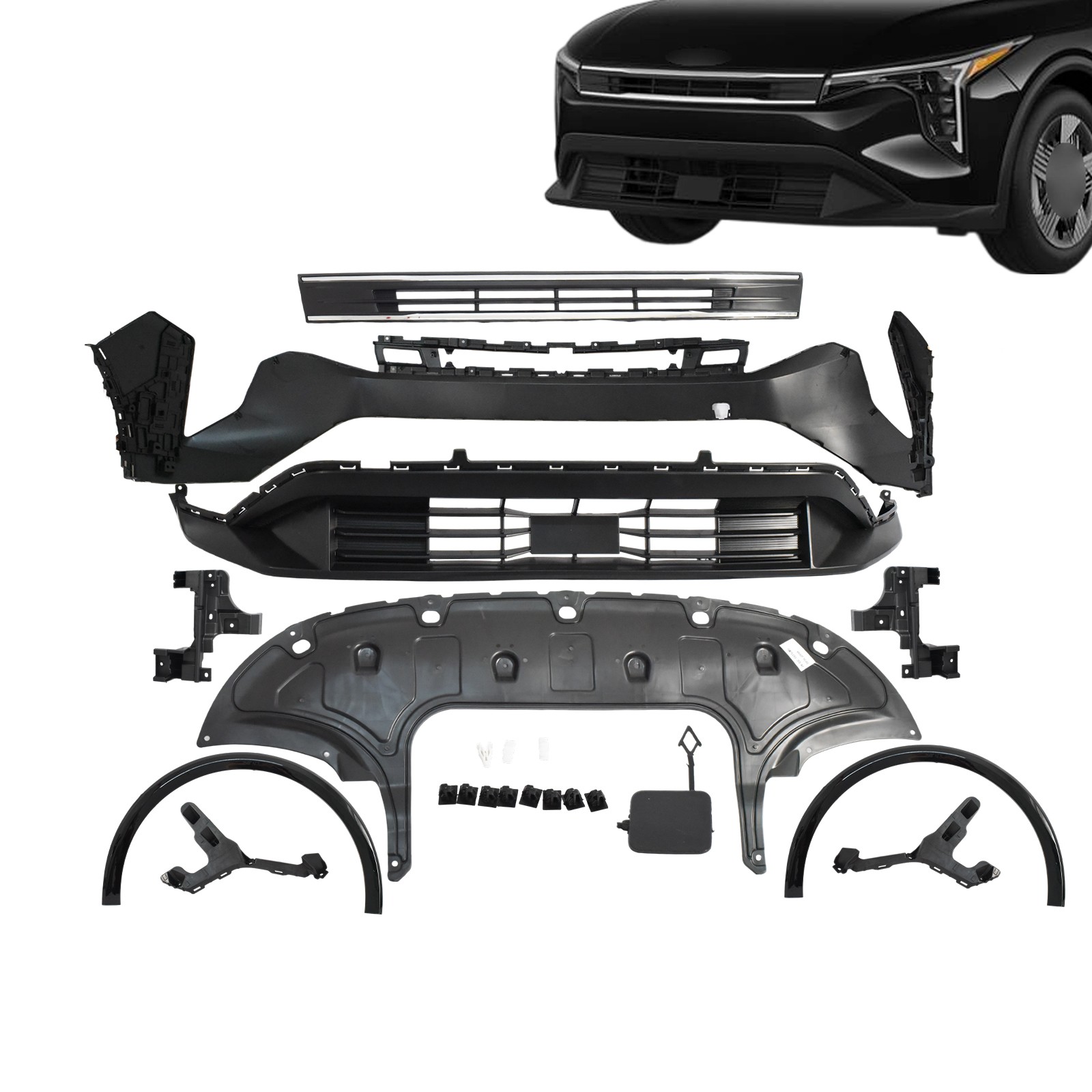 Front Bumper Kit With Fender Wheel Arch Fender Molding For Kia K4 LX 2025-2026