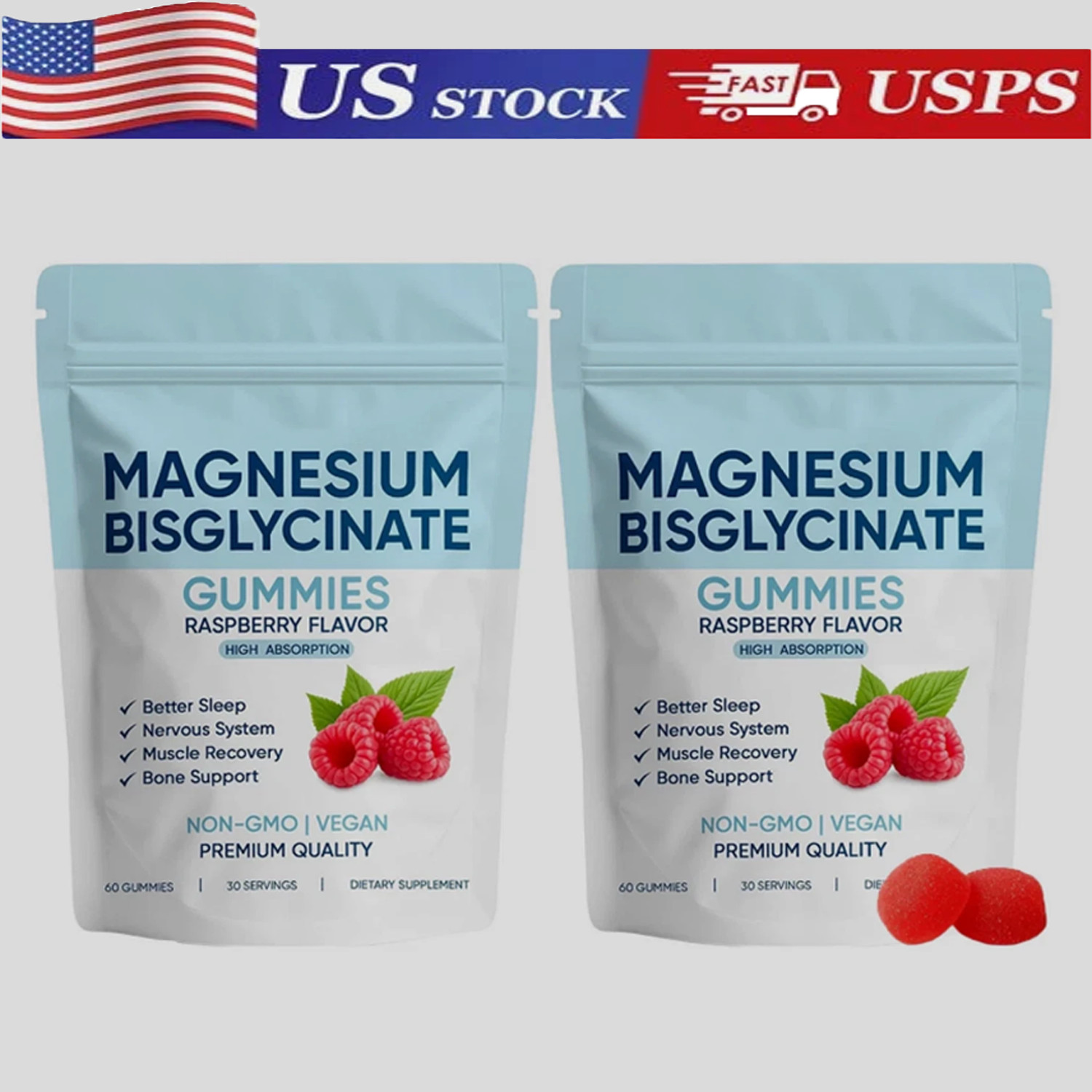 2bags Spnutrition Magnesium Bisglycinate Gummies Relax Muscles Improve Sleep