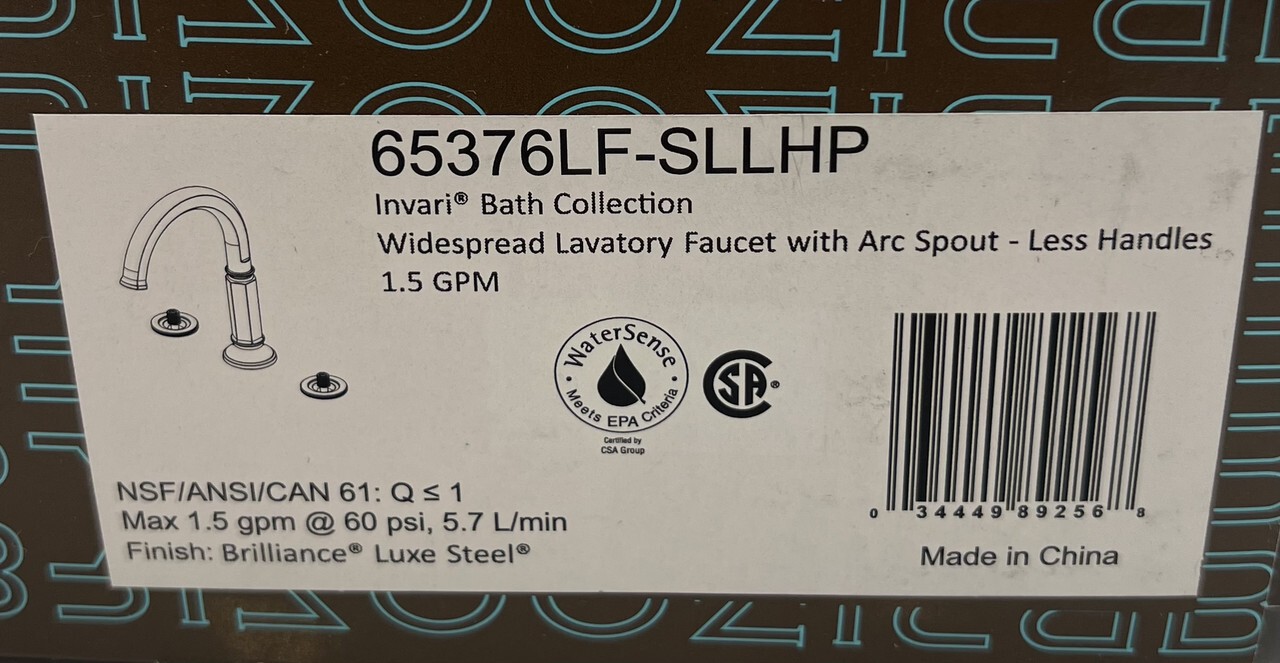 BRIZO INVARI WIDESPREAD BATHROOM FAUCET W ARC SPOUT 65376LF-SLLHP LUXE STEEL