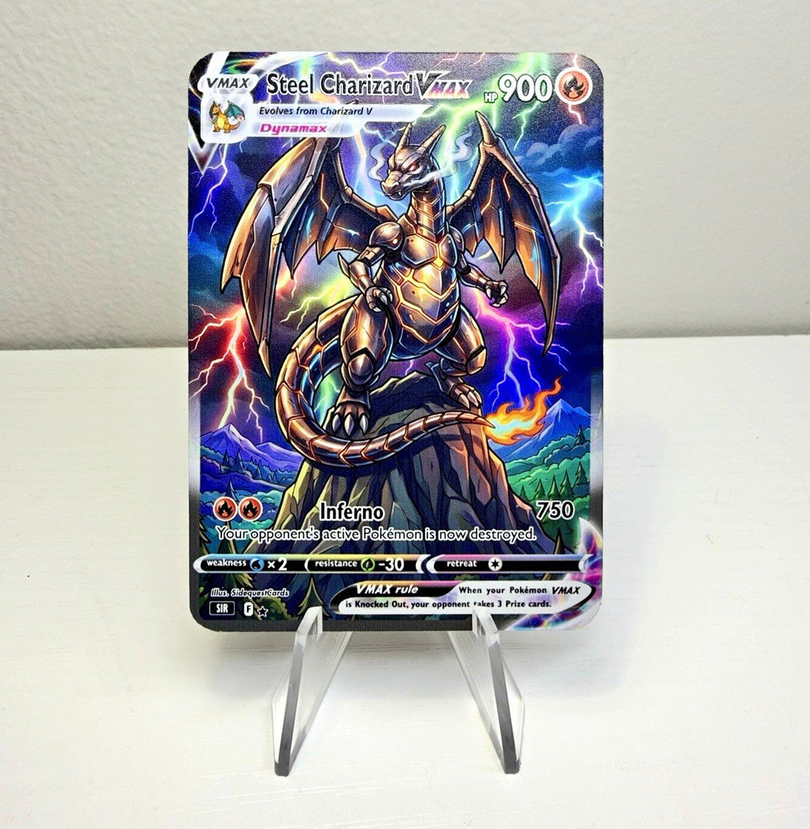 Pokémon TCG Steel Charizard VMAX *Fan Art* Full Art Holo