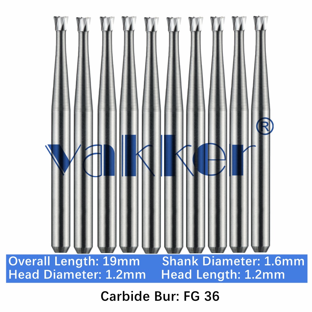 10-100pc Vakker Dental Carbide Burs FG36 19mm FG Inverted Cone Burs High Speed 10-100pc Vakker Dental Carbide Burs FG36 19mm FG Inverted Cone Burs High Speed