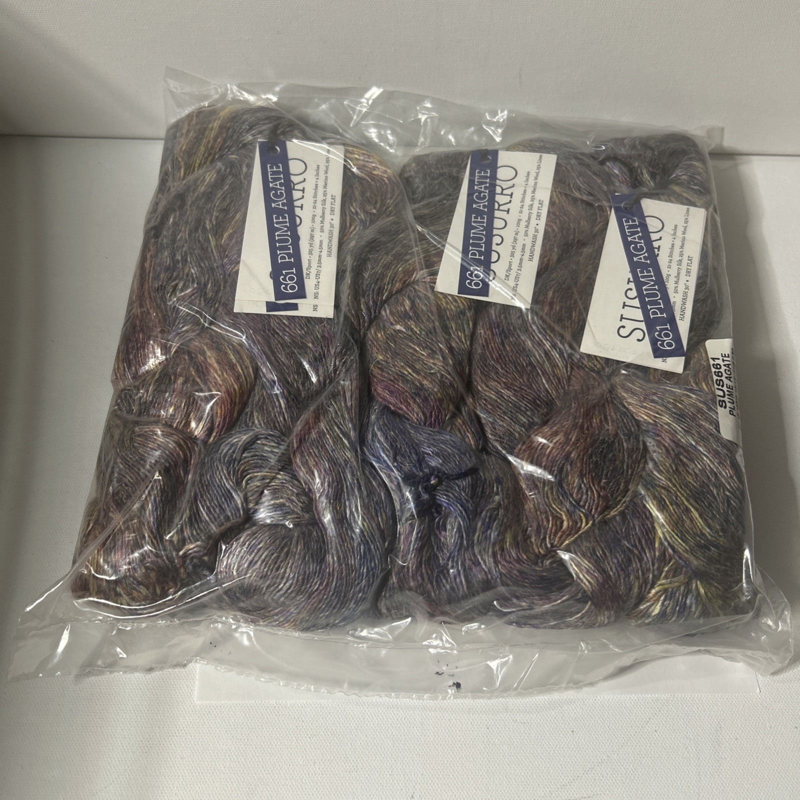 Malabrigo Yarn Susurro 661 Plume Agate DK Sport 5 Hanks Silk Wool Linen (B1)