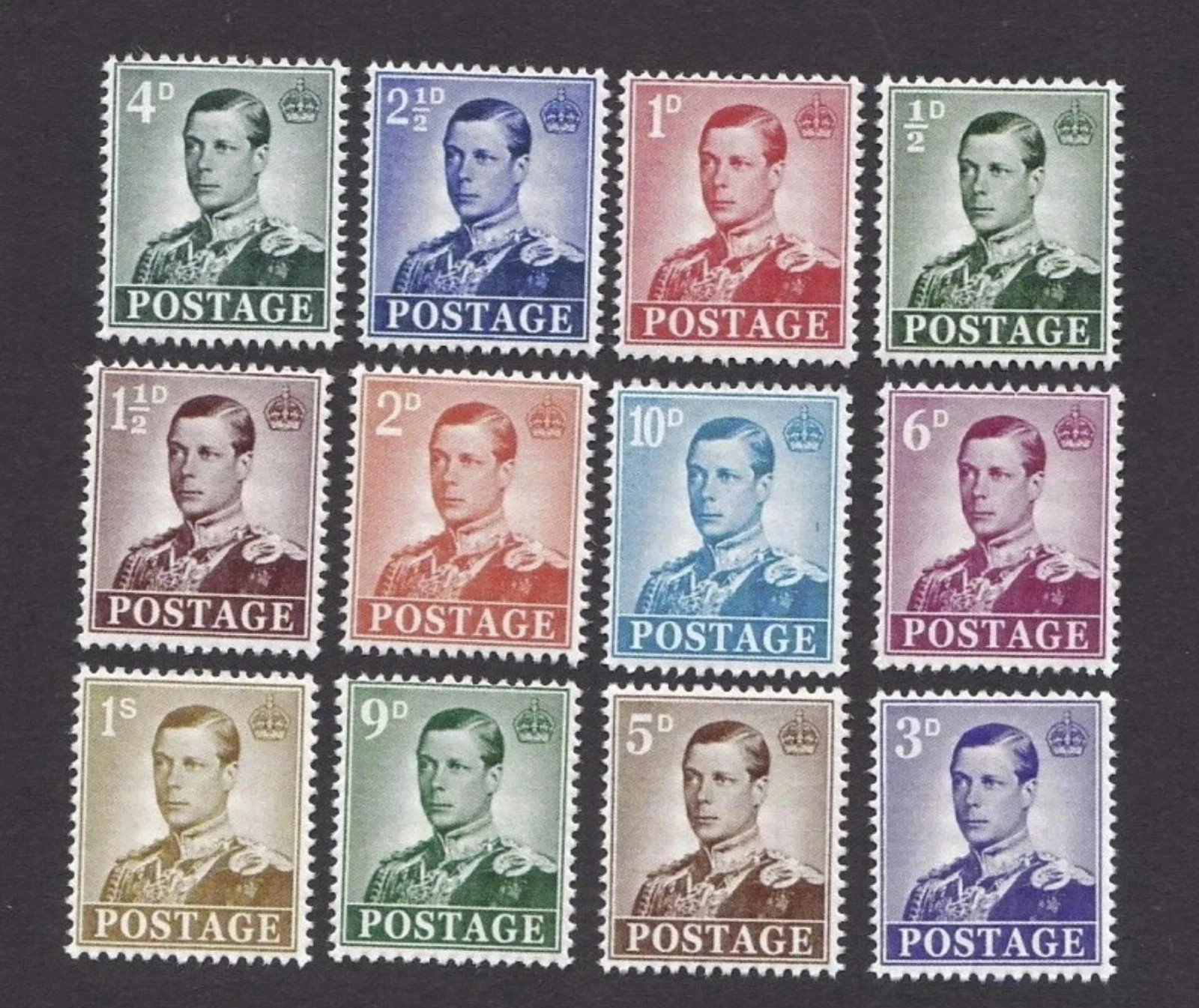 GB 1936 Edward VIII KEVIII Definitive Essays Set #1 Reproduction Stamp sv