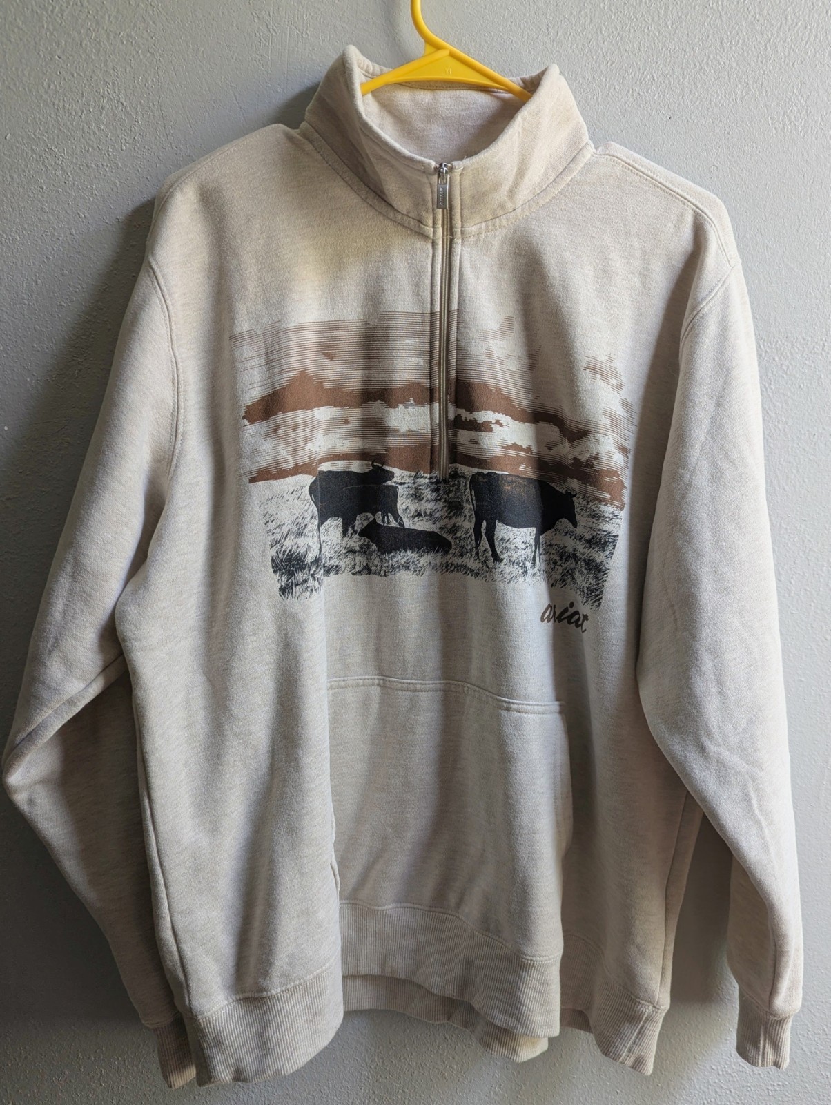 🌾 ARIAT R.E.A.L. Western Scenic Cow Pullover Half-Zip Sweatshirt 🌾