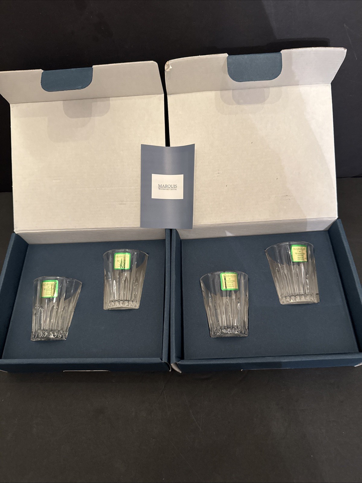 Rare Marquis by Waterford Barcelona Crystal Shot Glasses Set of 4 New in Box