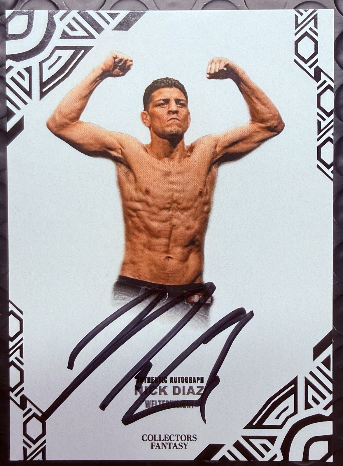 Nick Diaz On Card Auto Signed UFC Champion Legend Flexing JSA AUTHENTICATED